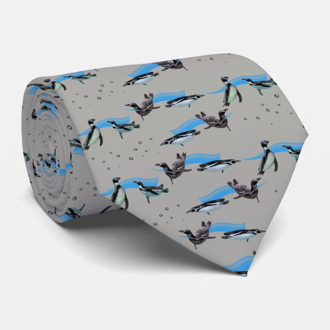 Penguin Pool Party Tie Double Sided (Grey) (Rolled)