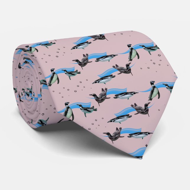 Penguin Pool Party Tie Double Sided (Pink) (Rolled)