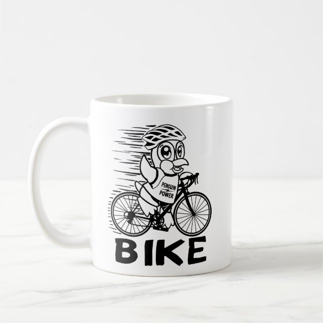 Penguin Power Bike Cycling Coffee Mug (Left)