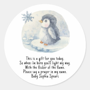 Penguin. Prayer candle label
