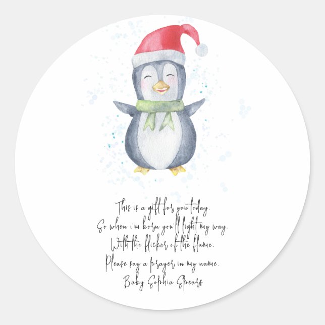 Penguin. Prayer candle label (Front)