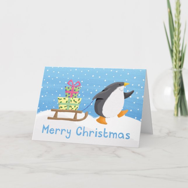penguin presents holiday card (Front)