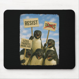 Penguin Protest Against Tarrifs March Activism Fun Mouse Mat