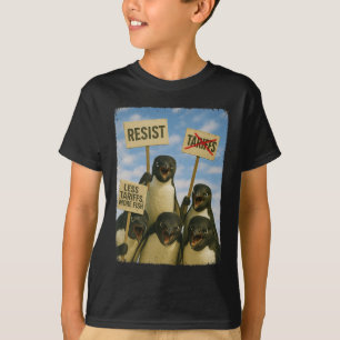 Penguin Protest Against Tarrifs March Activism Fun T-Shirt
