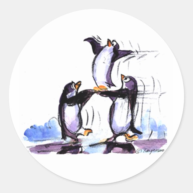 penguin prymid classic round sticker (Front)