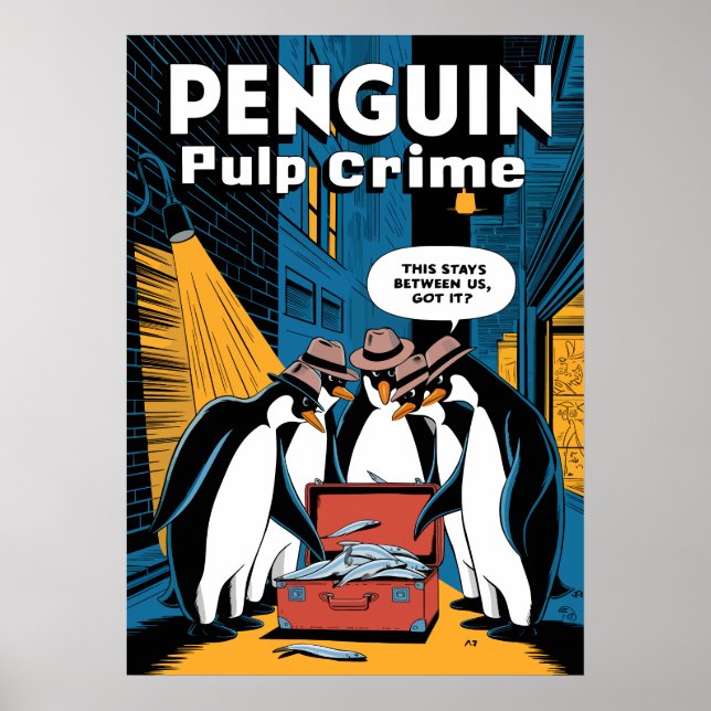 Penguin Pulp Crime Noir Funny Design Poster (Front)