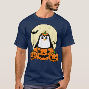 Penguin Pumpkin Moon Bats Costume Cute Easy Hallow T-Shirt