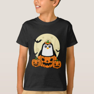 Penguin Pumpkin Moon Bats Costume Cute Easy Hallow T-Shirt