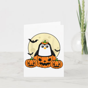 Penguin Pumpkin Moon Ts Costume Cute Easy Hallowee Card