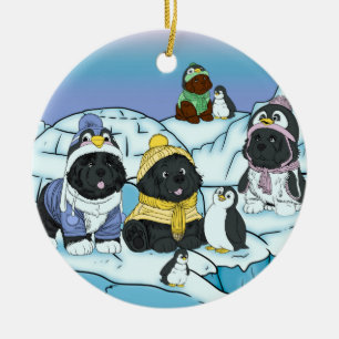 Penguin Puppy March Ceramic Tree Decoration