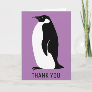 Penguin Purple Black White Thank You Card