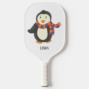 Penguin Purple Orange Striped Winter Scarf Name  Pickleball Paddle