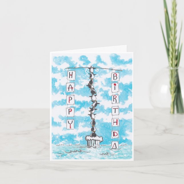 Penguin Pyramid Birthday Card (Front)