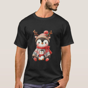 Penguin Reindeer Hat Santa Christmas Funny Penguin T-Shirt