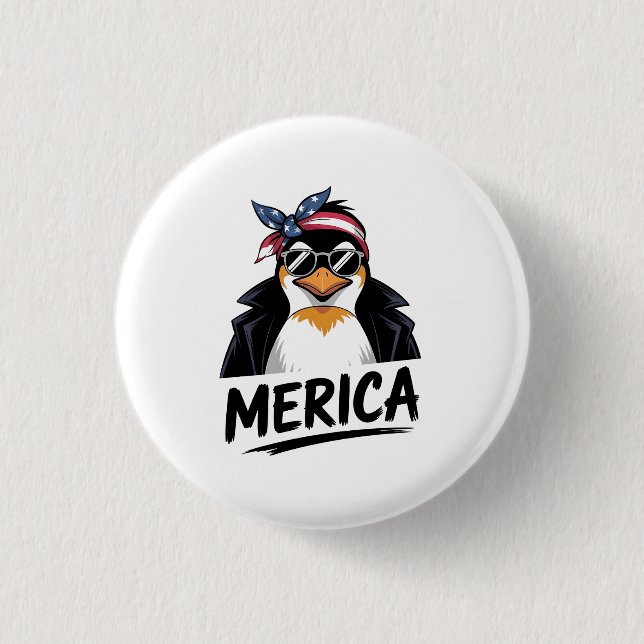 Penguin Resist Penguins Protest Against  3 Cm Round Badge (Front)