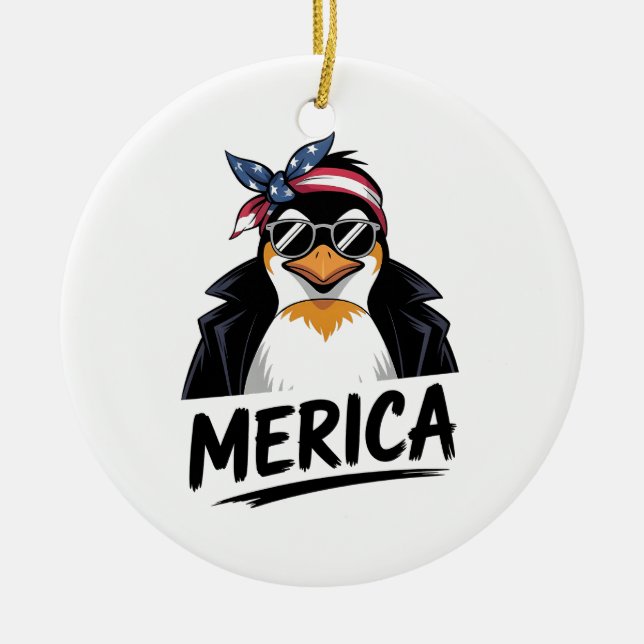 Penguin Resist Penguins Protest Against  Ceramic Tree Decoration (Front)