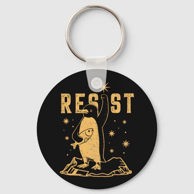 Penguin Resist Penguins Protest Against Tariffs An Key Ring (Front)