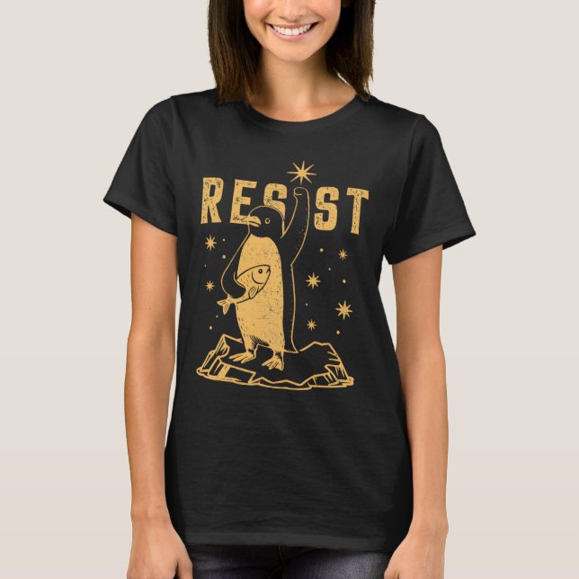 Penguin Resist Penguins Protest Against Tariffs An T-Shirt (Front)