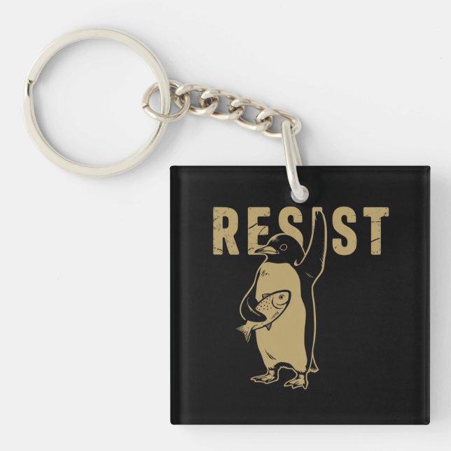 Penguin Resist Penguins Protest Against Tariffs Key Ring (Front)