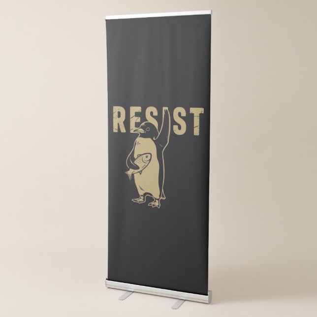 Penguin Resist Penguins Protest Against Tariffs Retractable Banner (3/4)