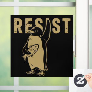 Penguin Resist Penguins Protest Against Tariffs Window Cling