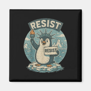 Penguin Resist Shirt Penguins Protest Funny Graphi Magnet