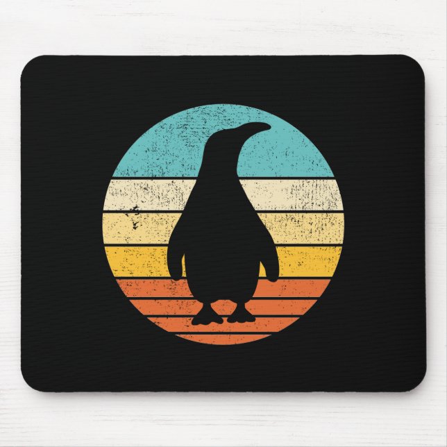 Penguin Retro Vintage Sunset Mouse Mat (Front)