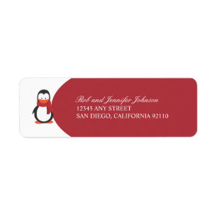 Penguin Return Address Labels-red