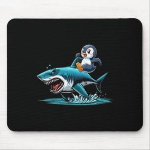 Penguin Riding Shark Costume Sea Animal Lover Kids Mouse Mat
