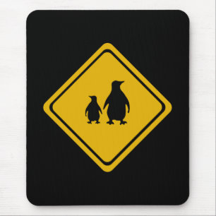 penguin road sign mouse mat