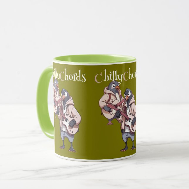 Penguin Rockers: Strumming in the Snow Mug (Front Left)