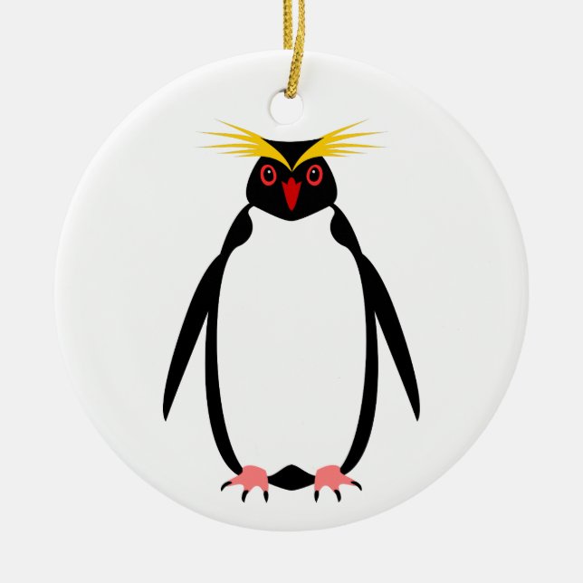 Penguin rockhopper or macaroni ceramic tree decoration (Front)