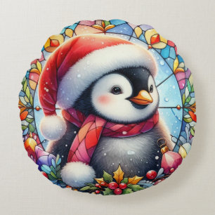 Penguin Round Throw Pillow