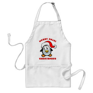 Penguin Santa Claus Cartoon Standard Apron