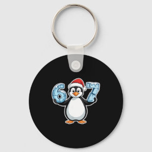 Penguin Santa Hat 67 Icy Numbers Christmas Birthda Key Ring