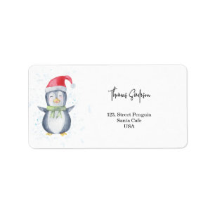 Penguin Santa Label