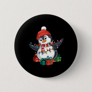 Penguin Santa Lights Christmas - Penguin Lover 6 Cm Round Badge