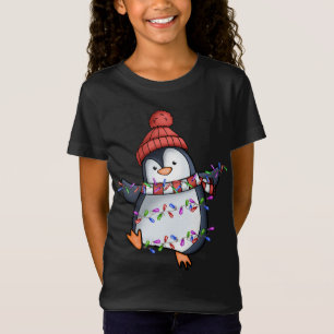 Penguin Santa Lights Christmas Pyjamas Cute Pengui T-Shirt