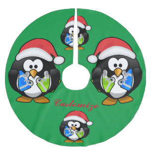 Penguin Santa Thunder_Cove Brushed Polyester Tree Skirt