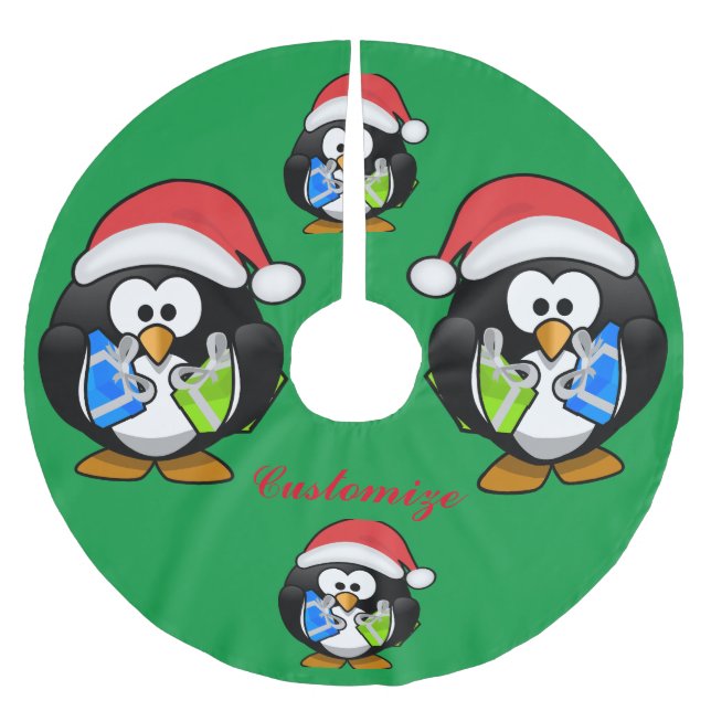 Penguin Santa  Thunder_Cove  Brushed Polyester Tree Skirt (Front)