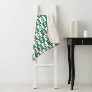 Penguin Santa watercolor Merry Christmas pattern Sherpa Blanket