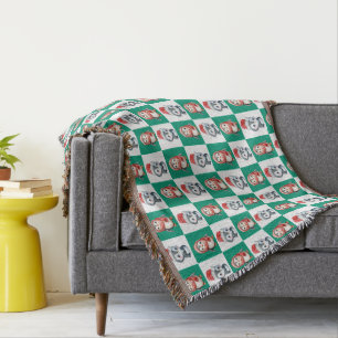 Penguin Santa watercolor Merry Christmas pattern Throw Blanket