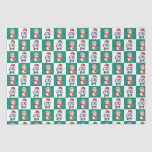 Penguin Santa watercolor Merry Christmas pattern Tissue Paper