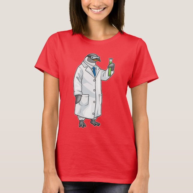 Penguin Scientist Test tube Laboratory T-Shirt (Front)