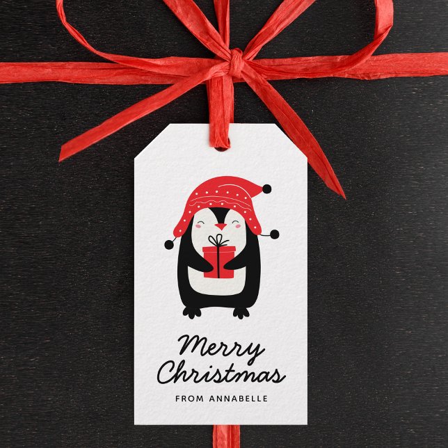 Penguin Script Merry Christmas Gift Tag (Creator Uploaded)