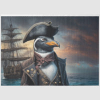 Penguin Ship Captain Decoupage | Nautical Whimsy