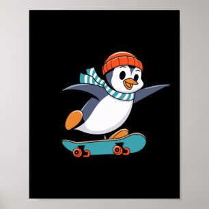 Penguin Skateboarder Skateboarding Skateboarders S Poster