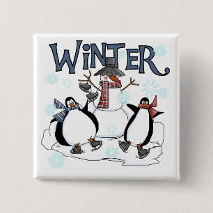 Penguin Skating Holiday Tshirts and Gifts 15 Cm Square Badge