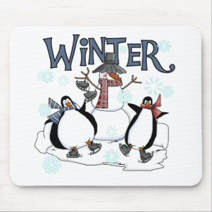 Penguin Skating Holiday Tshirts and Gifts Mouse Mat