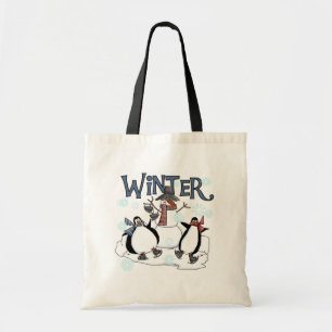 Penguin Skating Holiday Tshirts and Gifts Tote Bag